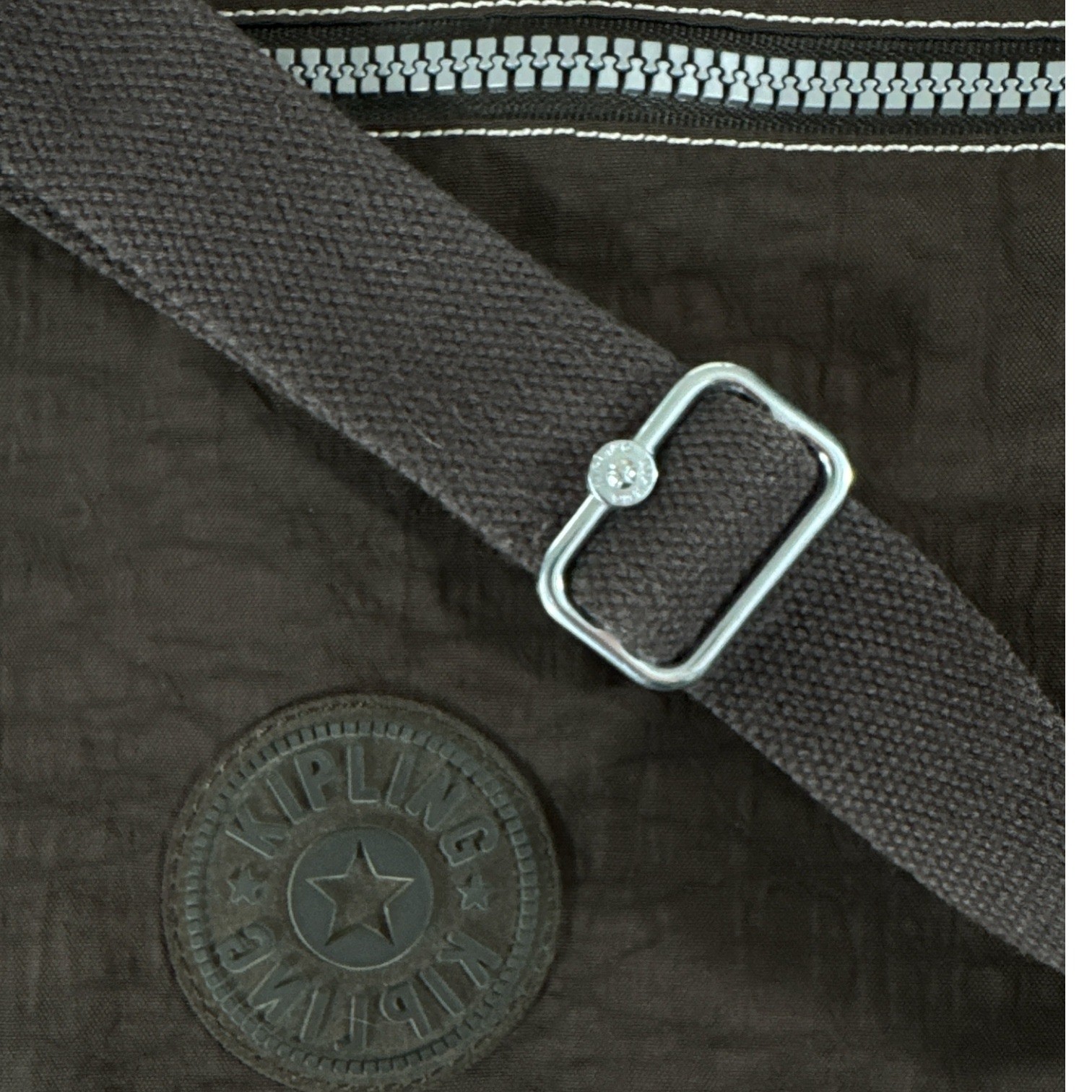 Kipling Messenger Bag Nylon Charcoal Adjustable Strap Pockets Expandable