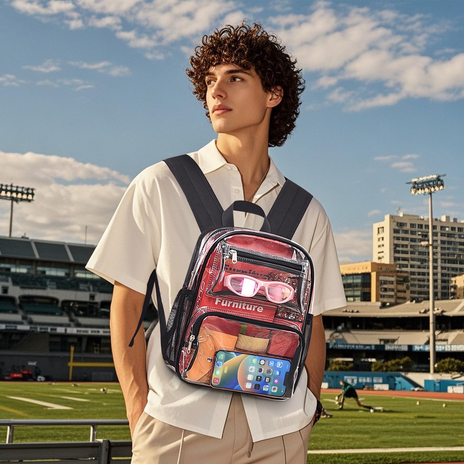 Clear Backpack for Stadium Events, 12x10x6 Inches Stadium Approved