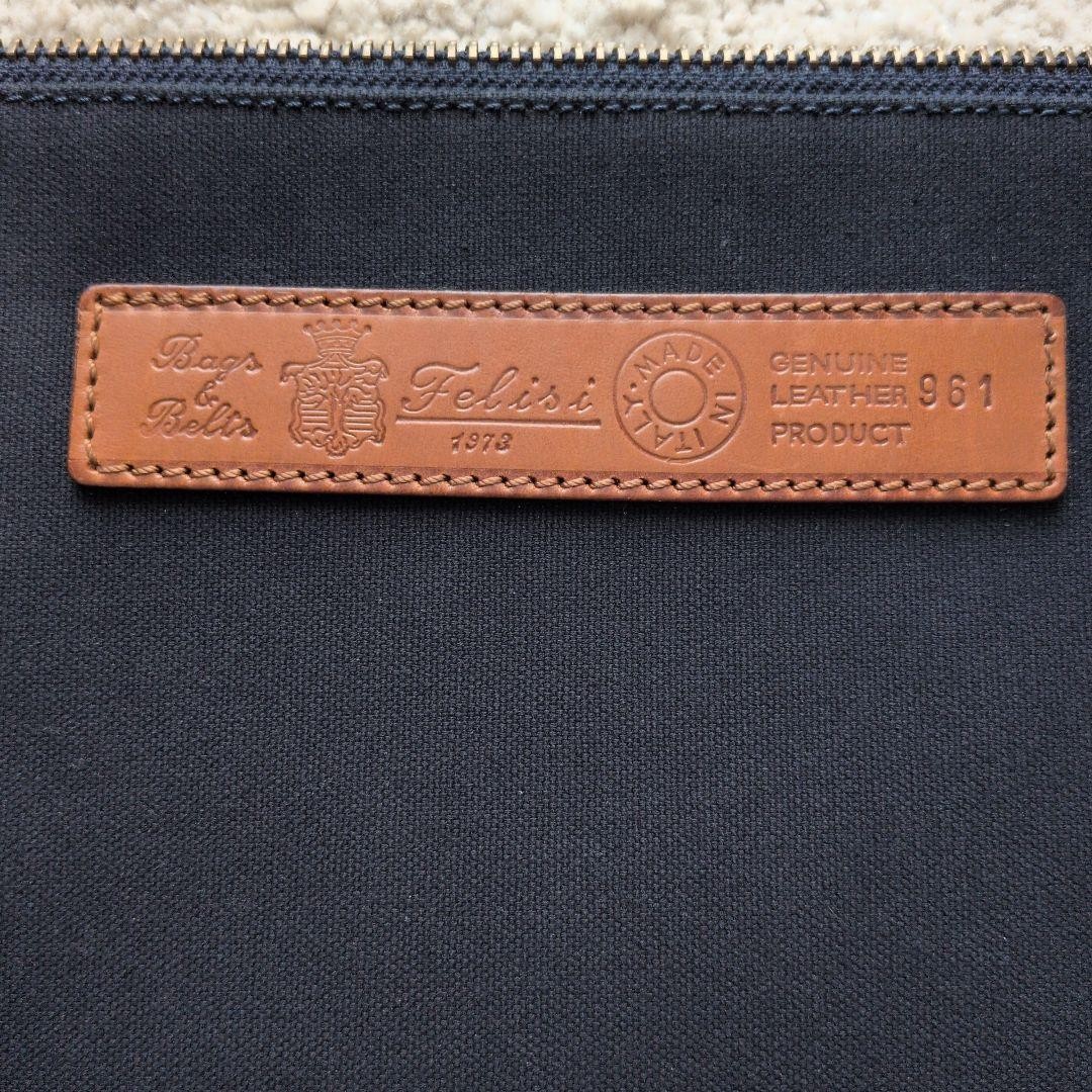 Felisi Leather & Canvas Clutch Bag Black Men’s Size 30cm x 25cm Excellent