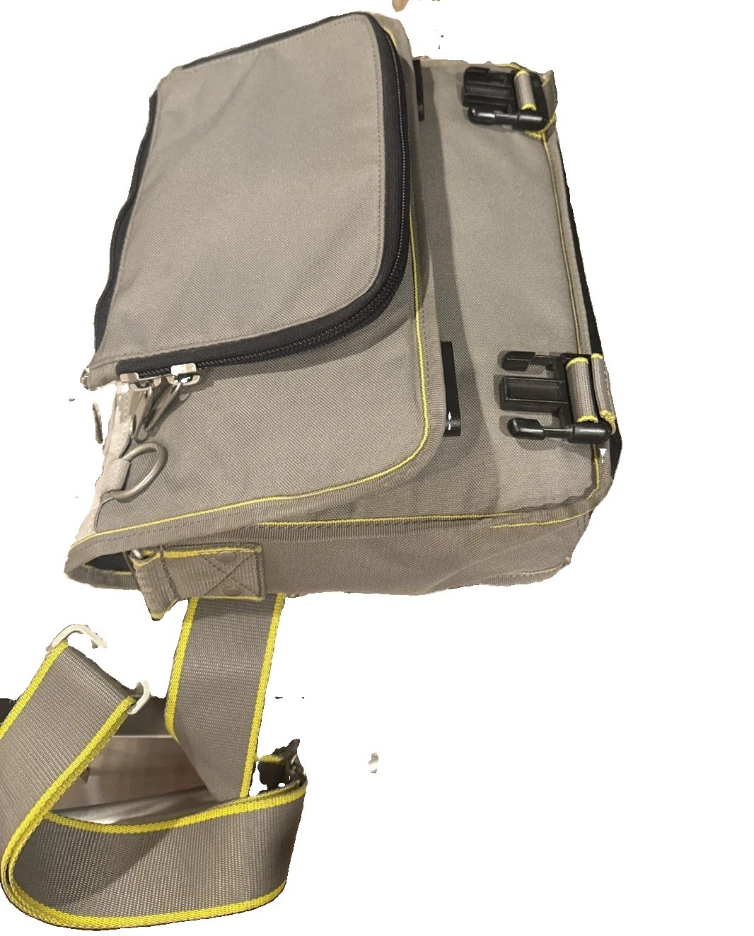 VINTAGE DIESEL BUSINESS MESSENGER LAPTOP GRAY W/NEON GREEN TRIM CROSSBODY BAGY2K