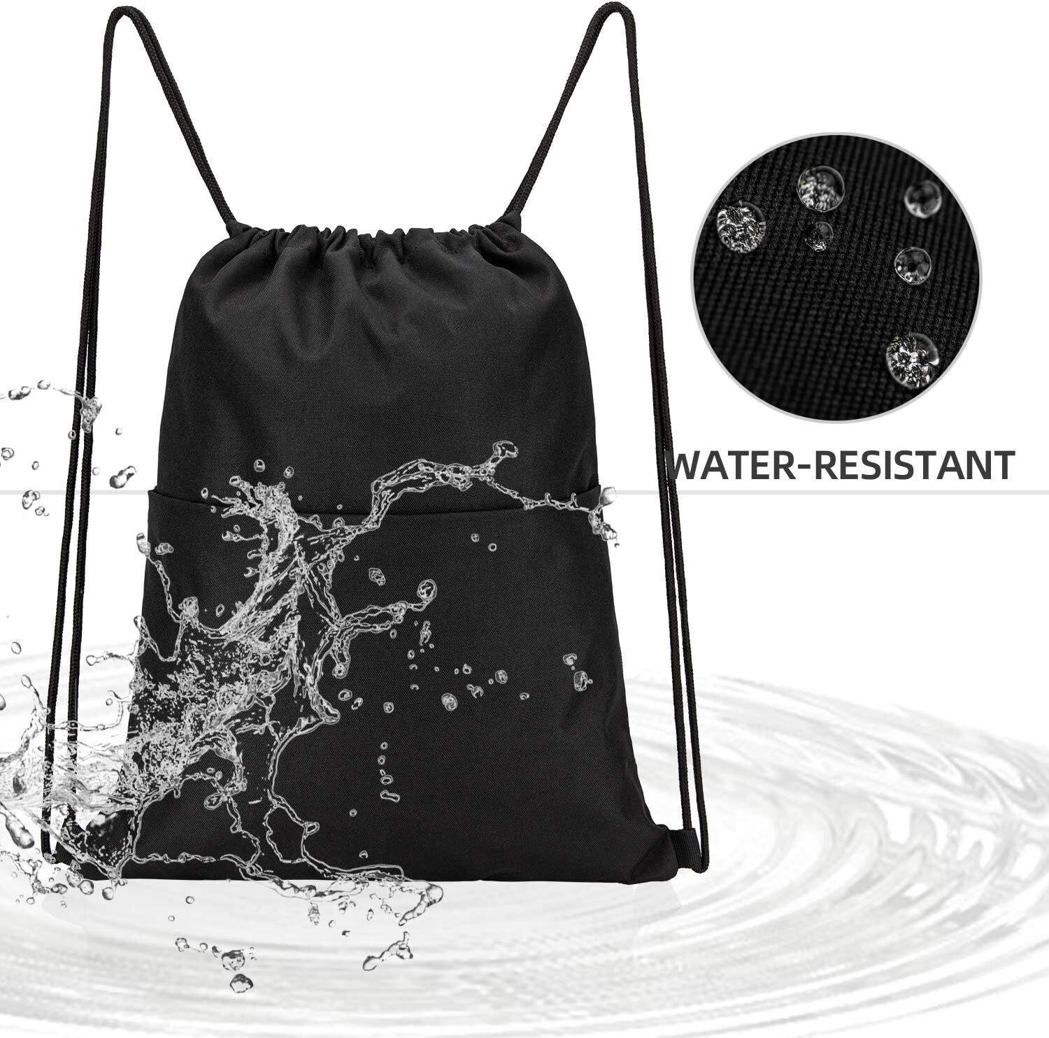 Drawstring Backpack Water Resistant String Bag Sports Sackpack with Side Pocket