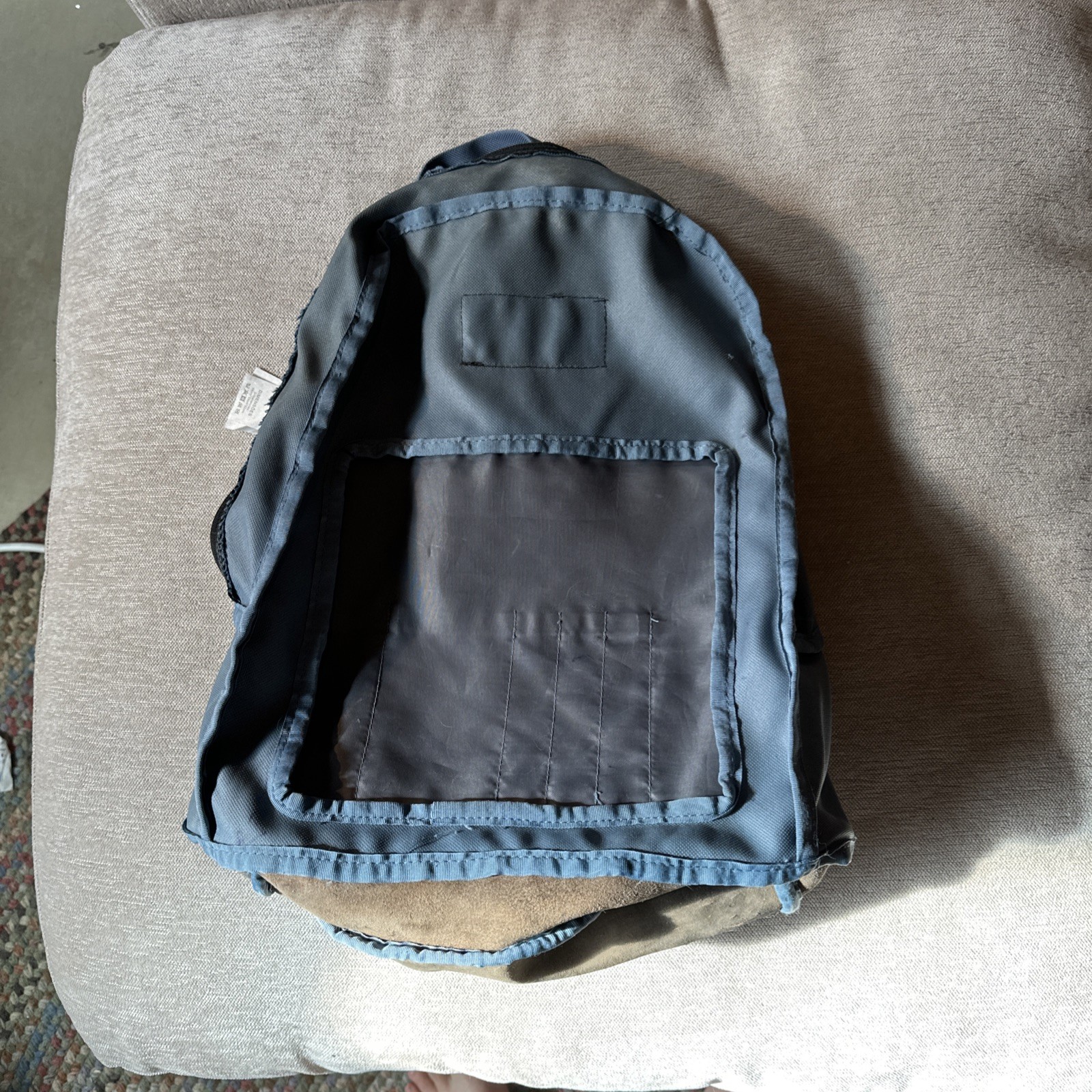 Vintage Y2K Jansport Backpack Light Blue Leather Bottom Suede