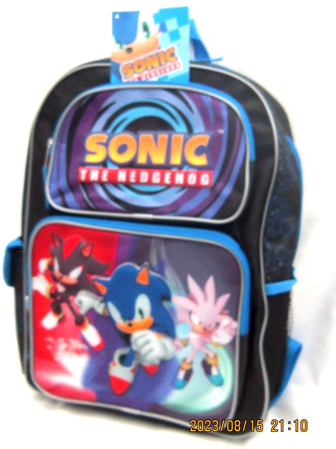 Blue Sonic the Hedgehog,Shadow,&Venice 16″ Boom Backpack with 2 Compartments