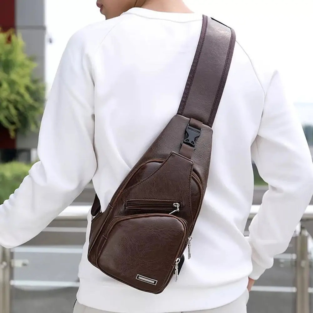 Cable de datos USB, bolso de pecho de carga, bolso de hombro informal de moda, P