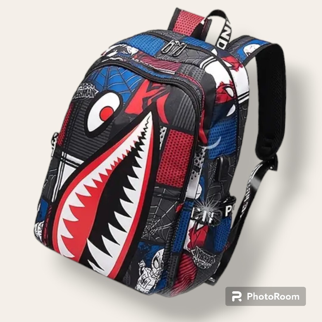 MezyTicky Student Lightweight Schoolbag Men’s Waterproof Breathable Shark Backpa