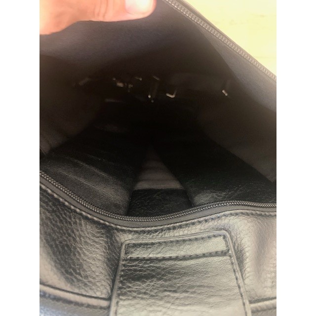 Omar Sharif Black Leather Convertible Backpack Briefcase Messenger Laptop Bag