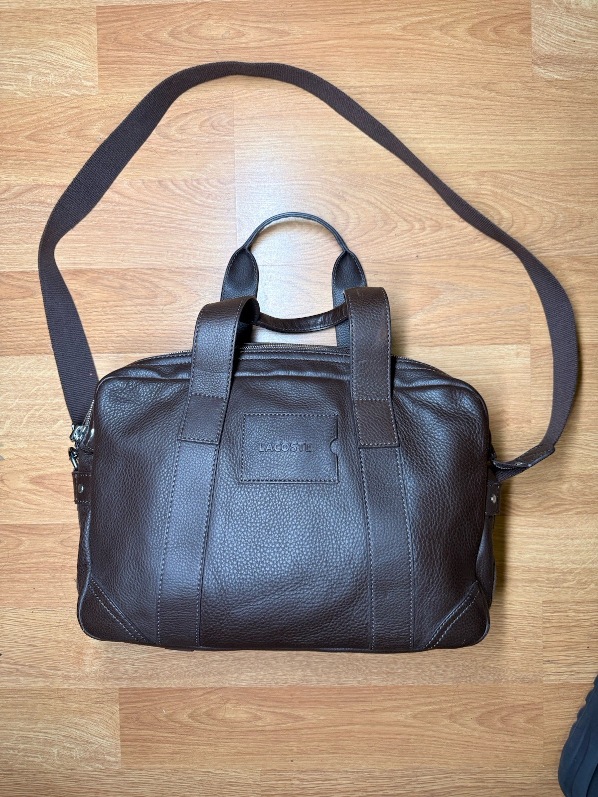 Lacoste Men’s Leather Bag with Adjustable Strap