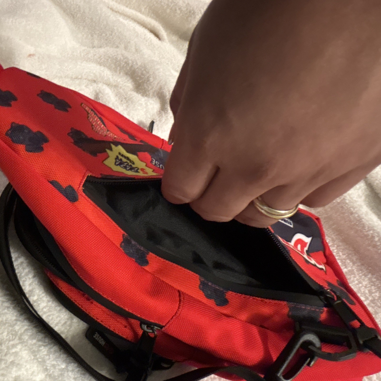 Backwoods Red/Black Graphic Crossbody Sling Bag Zip Pockets Adjustable