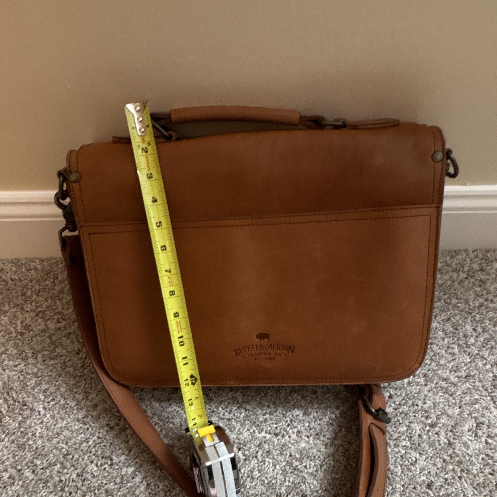 Buffalo Jackson Trading Denver Leather Briefcase Brown Bag w/Strap