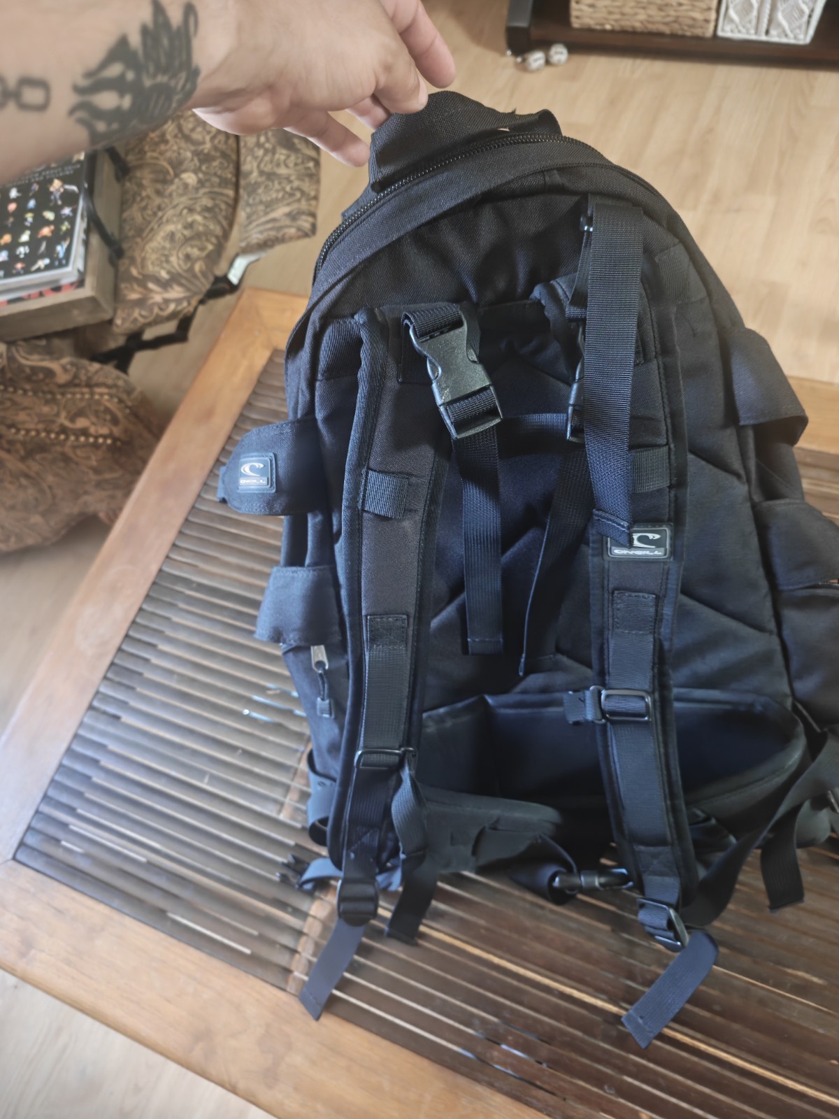 Y2K O’Neill Black Utility/Skater/Surf wear Backpack 22″ Height