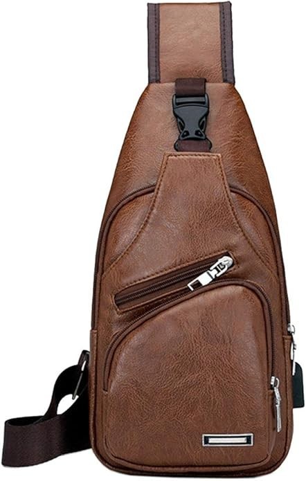 “Chest Crossbody Bag Sling Backpack for Men with USB Charge Port
