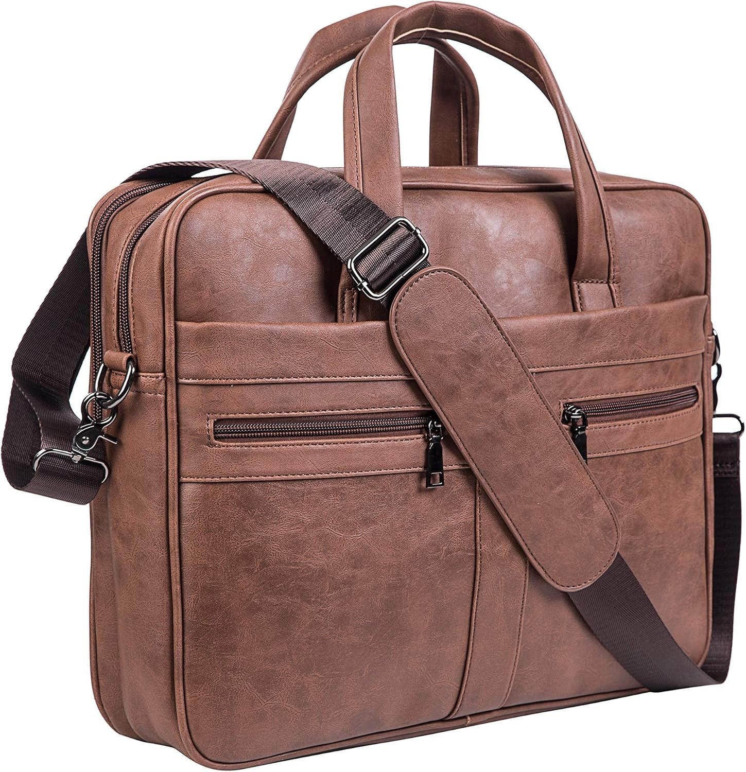 seyfocnia Men’s Leather Messenger Bag, Laptop Briefcase Business 17.3inch