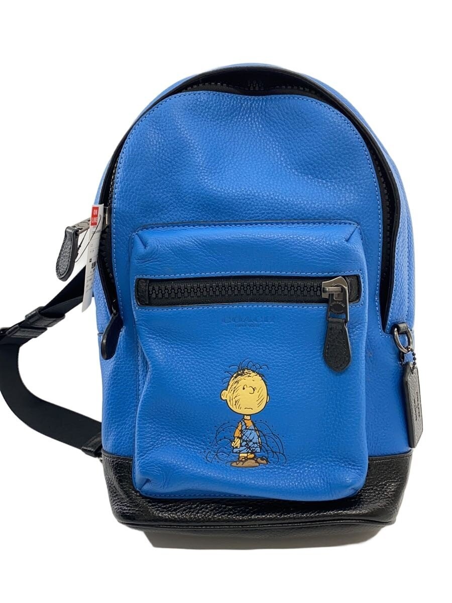 Import duty included for US buyers COACH Peanuts Leather Body Bag Blue Slim Cro