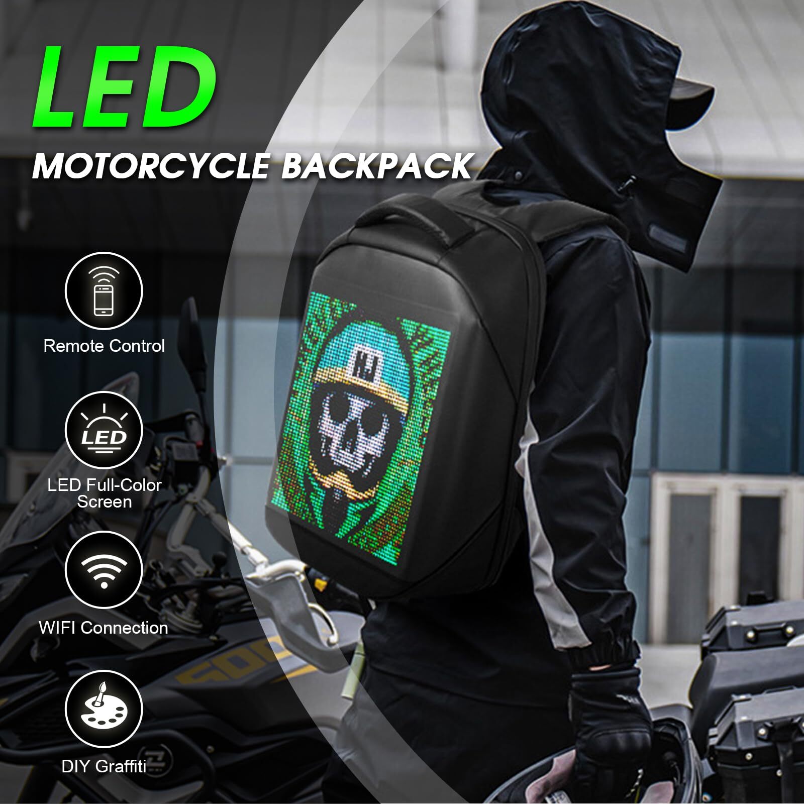 LED Backpack with Full-color screen, Laptop Backpack, DIY programming Backpack