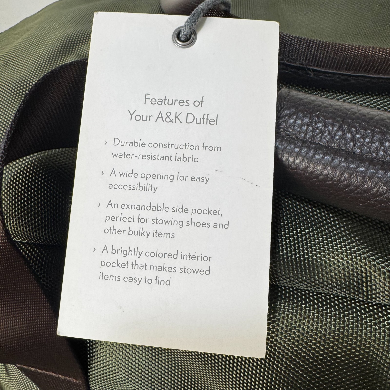 Abercrombie & Kent Large Travel Weekender Duffel Bag Safari Green Brown Waterpro