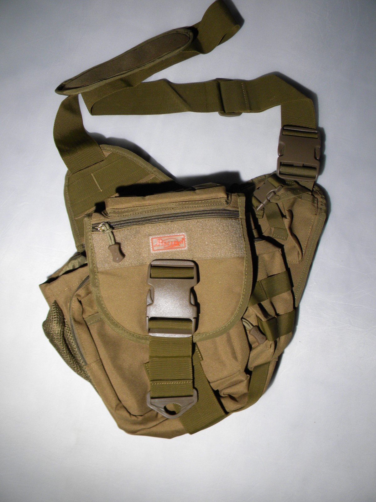 Piscifun Mens Multi Functional Outdoor and Fishing Crossbody Bag Khaki