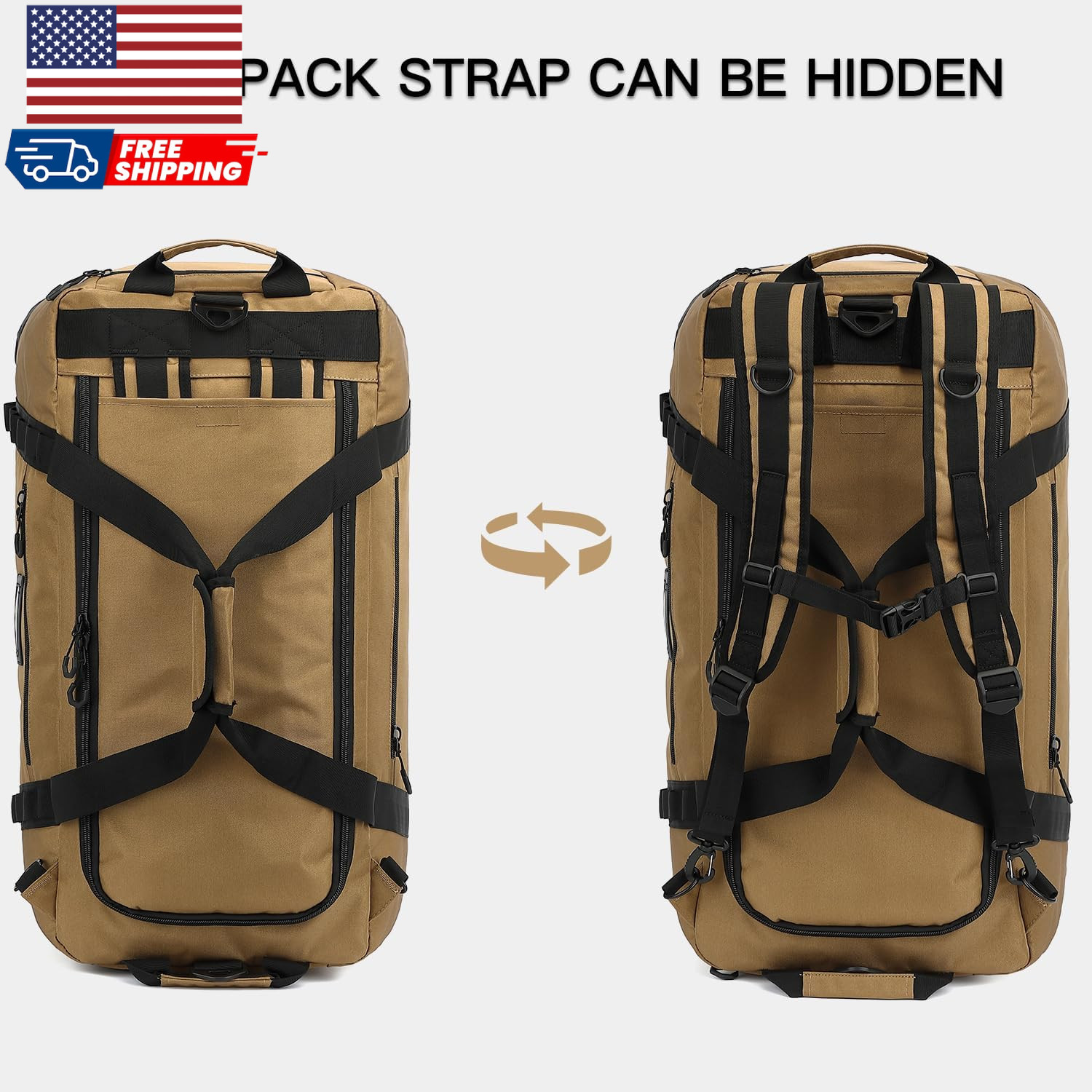 Extra Large Travel Duffle Bag Backpack for Men with Adjustable Dividers 120L …