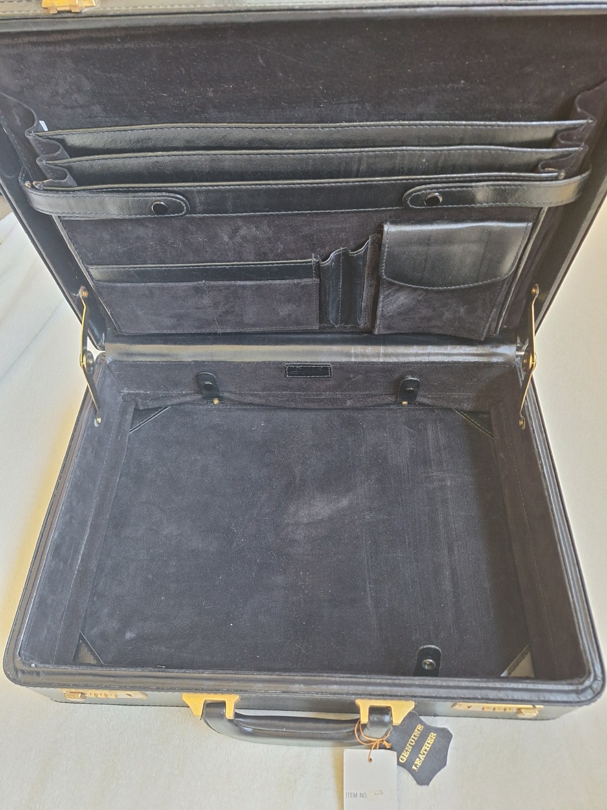 NWT Vintage SONALIN Genuine Leather Attaché Case 18x13x4.5″ 1990s NOS