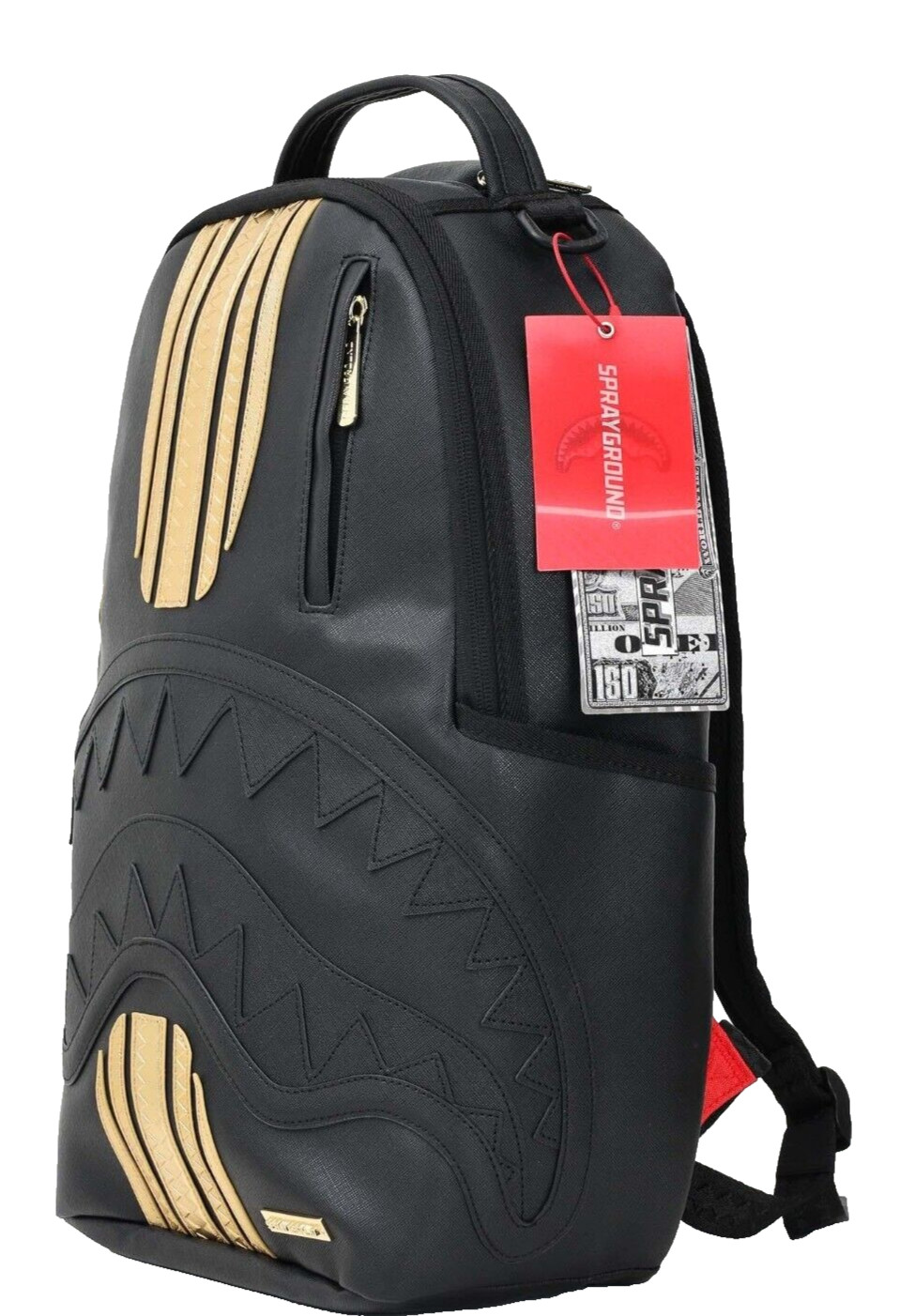 Sprayground Metallic Shark In Paris Duffle Logo Monogram Silver Large Travel Bag