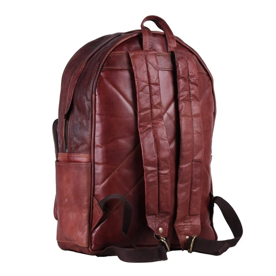 Leather Bag Backpack Messenger Laptop Dark Brown 17 Inches Handmade World