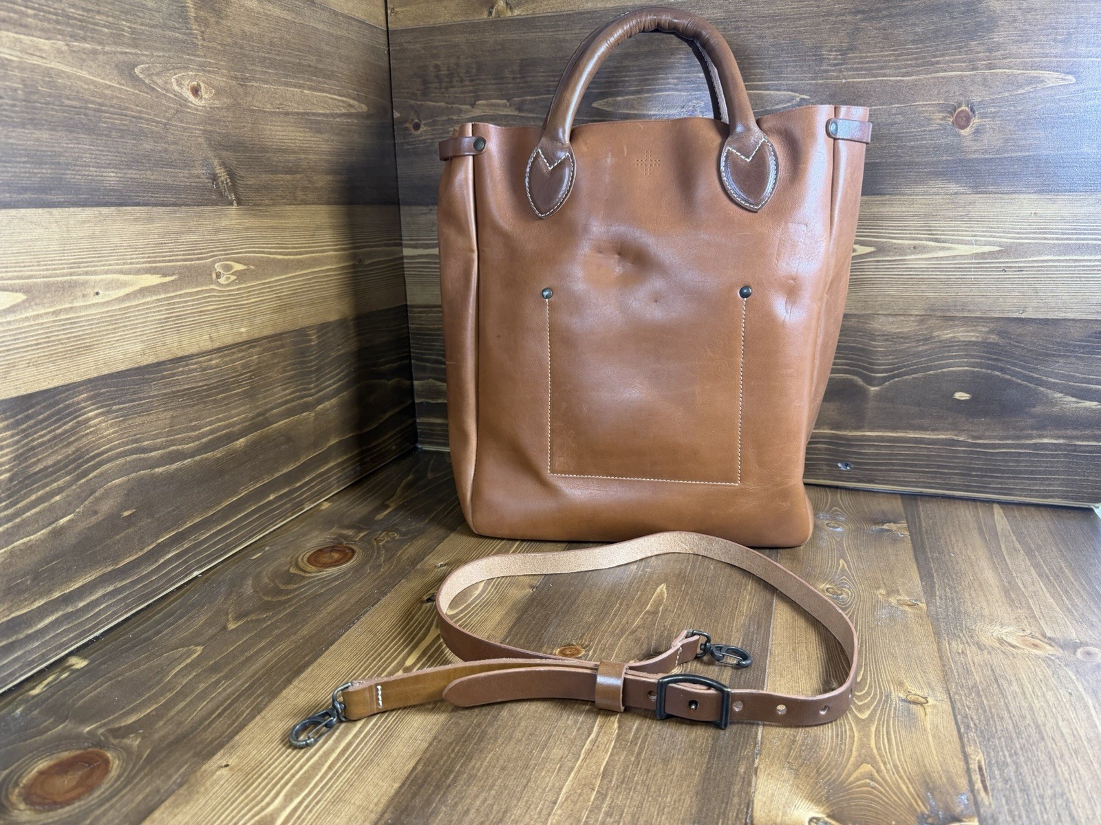 Saddleback Leather Satchel/Briefcase/Tote Open Concept Bag W/Removable Strap