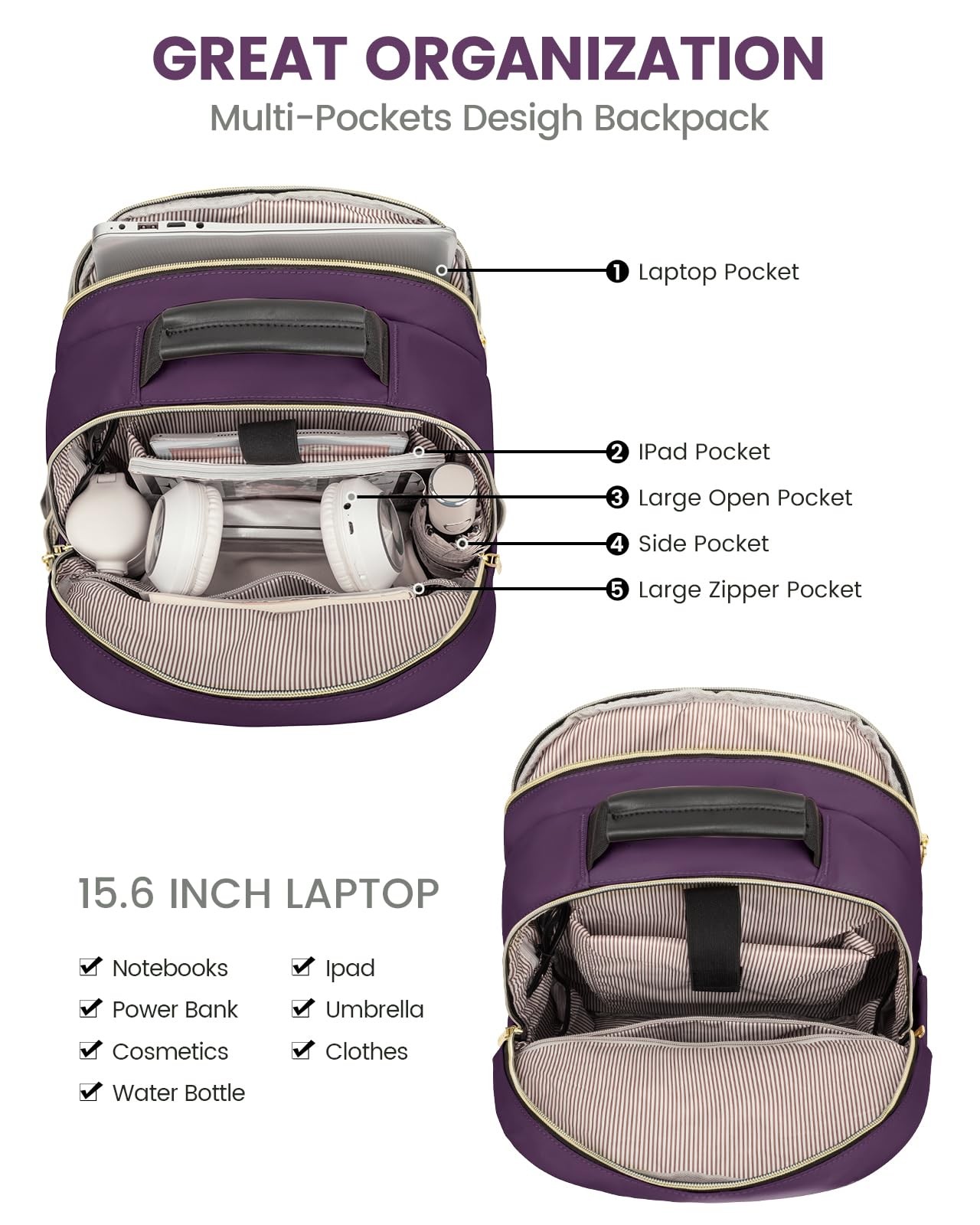 LOVEVOOK Laptop Backpack Purse for Women, Work Travel Computer Bags, College …