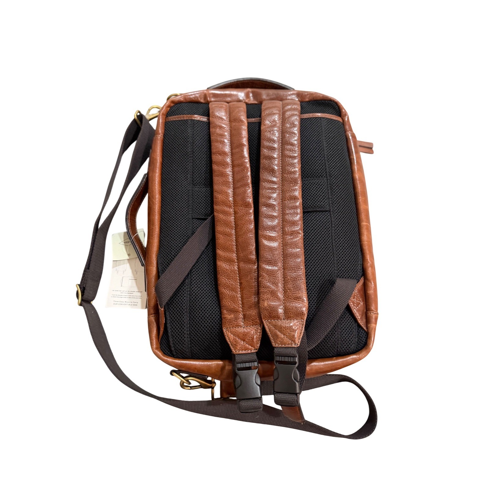 Fossil Buckner Convertible Backpack Briefcase Mens Cognac Leather NWT MBG9520222