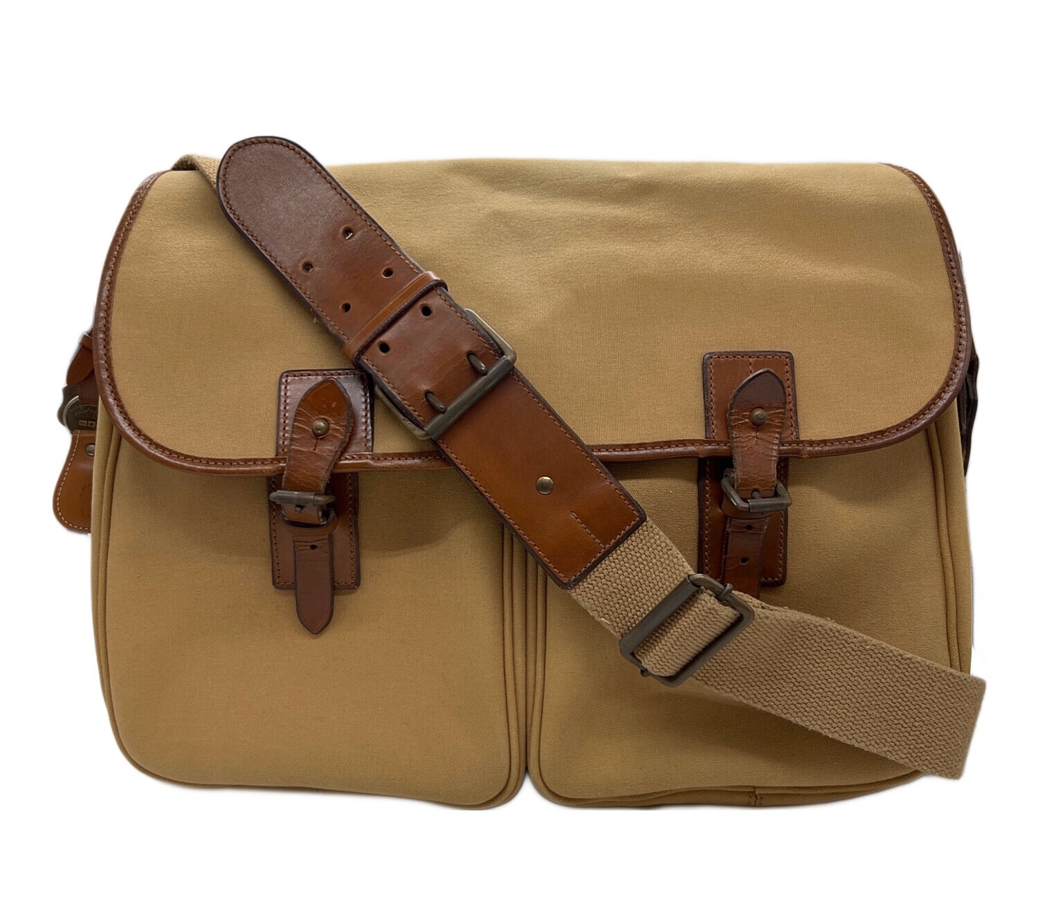 RALPH LAUREN Shoulder bag Khaki Beige Leather Canvas Men Messenger bag