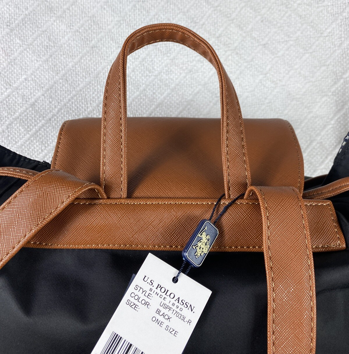 U.S. Polo Assn Black Nylon Backpack NWT Travel Work School Laptop Bag