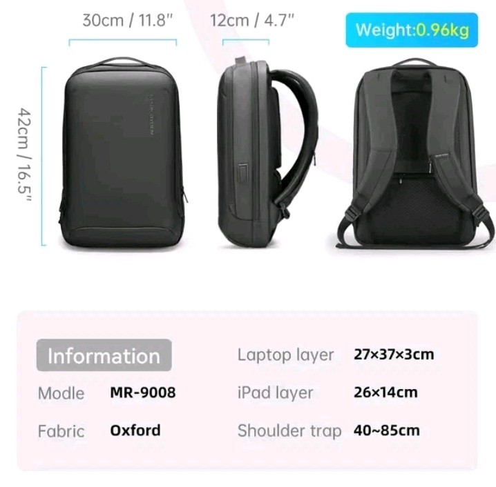 MARK RYDEN 20L Men’s Backpack Adjustable Fashion Laptop Bag Waterproof Backpack