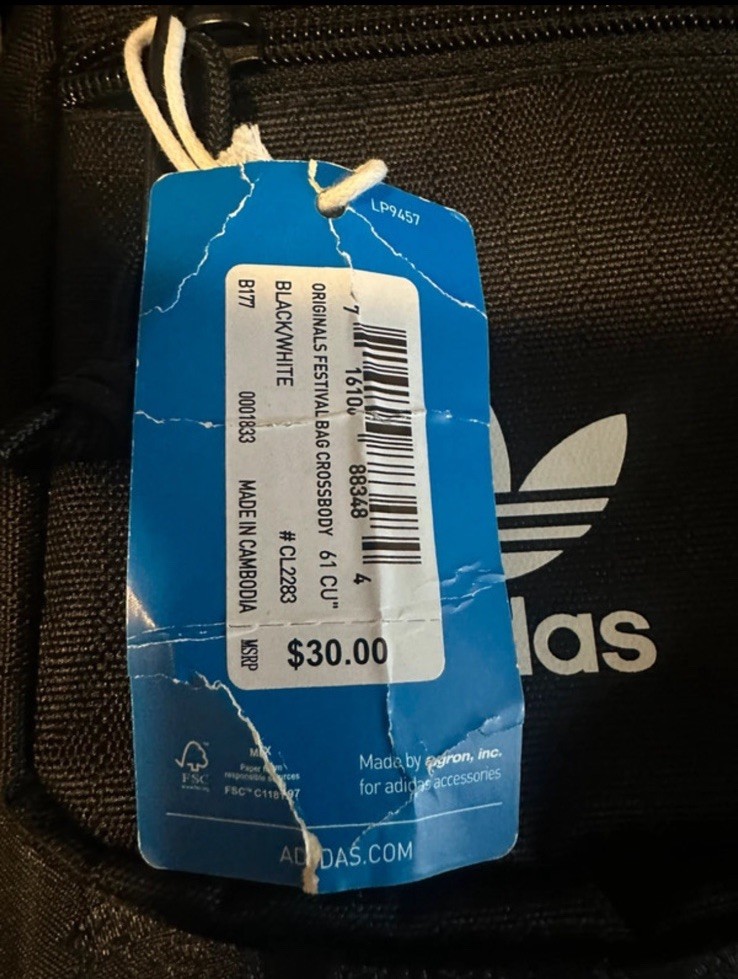 adidas Originals Festival Mini Crossbody Bag Black/White Logo Strap