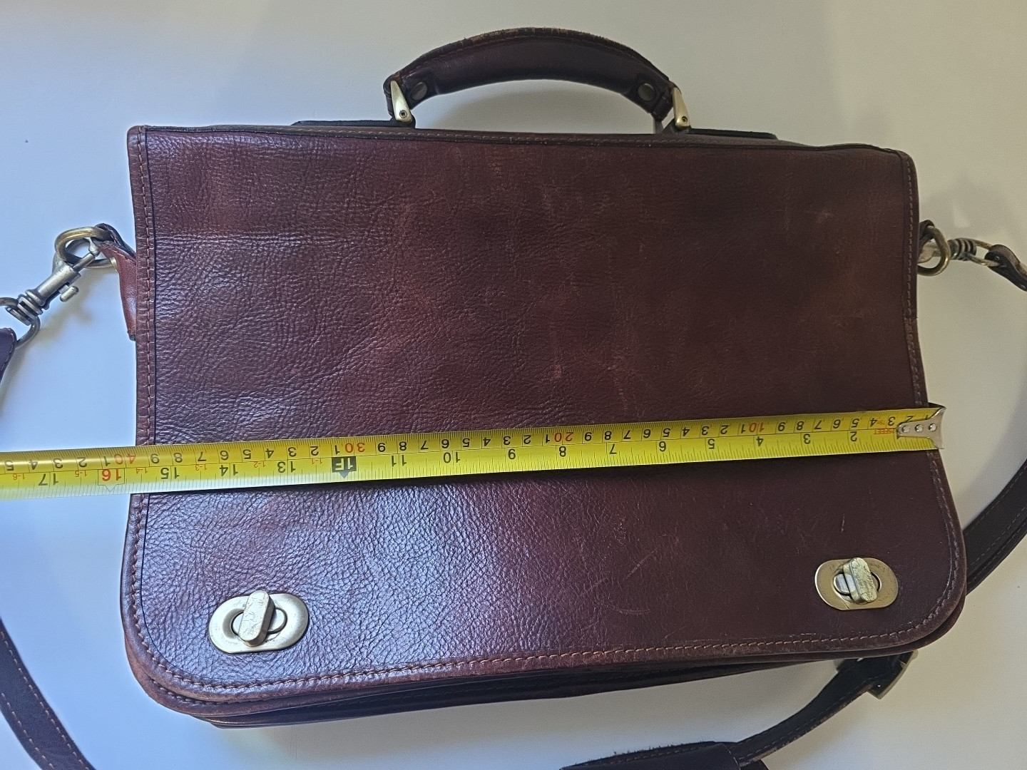 Prodotto Artigianale Vera Pelle Brown Leather Shoulder Messenger Bag Made Italy