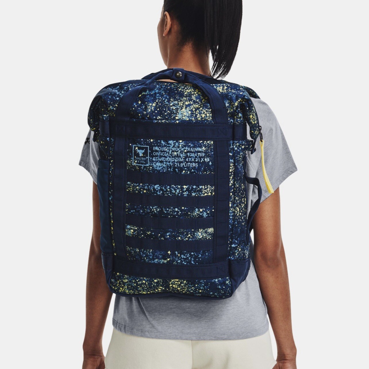 Under Armour Project Rock Box Duffle Backpack Blue Utility Bag #189-408