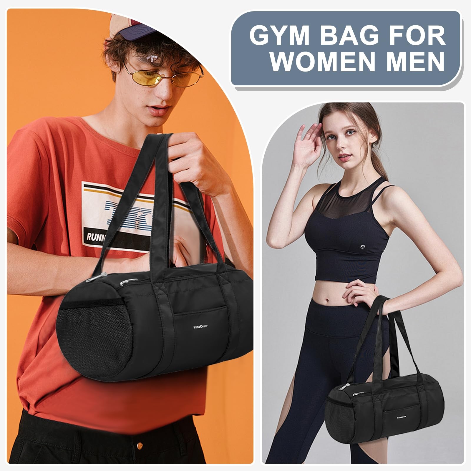 Mini Duffle Bag 13.78” Small Gym Bag, Lightweight Carry On Weekender Overnigh…