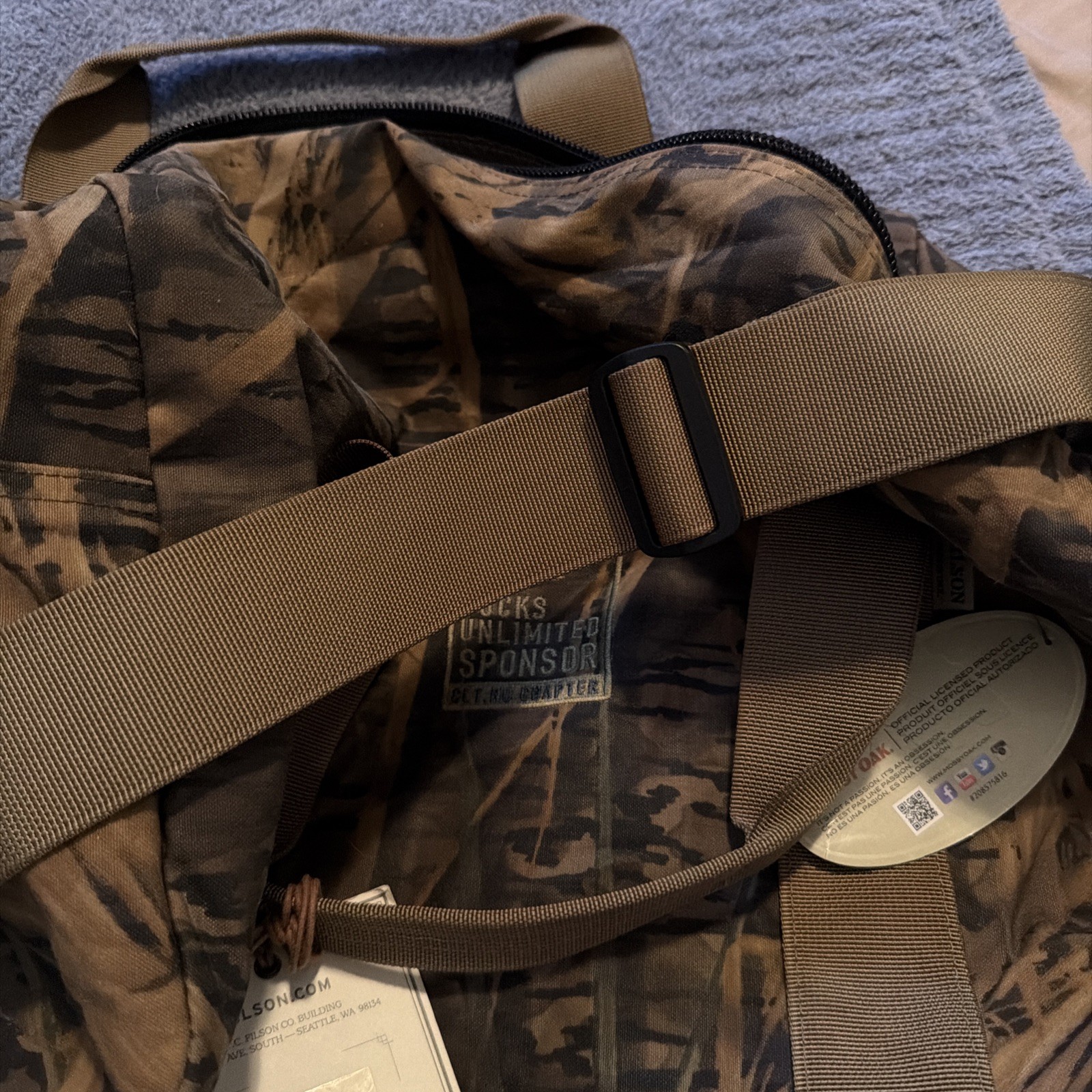 ⁠Filson Ducks Unlimited Small Field Duffle Bag NWT Mossy Oak Shadow Grass Camo⁠