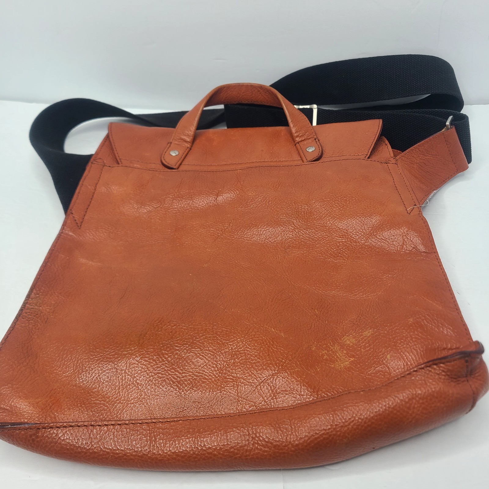 Jack Spade Brown Pebbled Leather Messenger Bag Crossbody Laptop Flap Briefcase