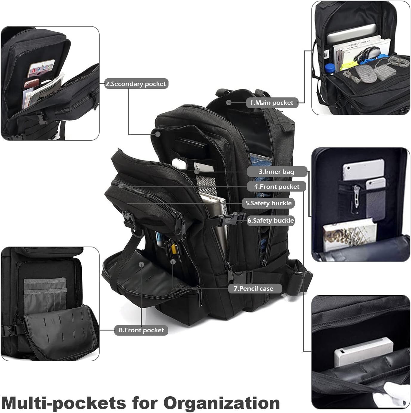 50L Large Tactical Military Backpack Waterproof Rucksack Hiking Laptop Backpack