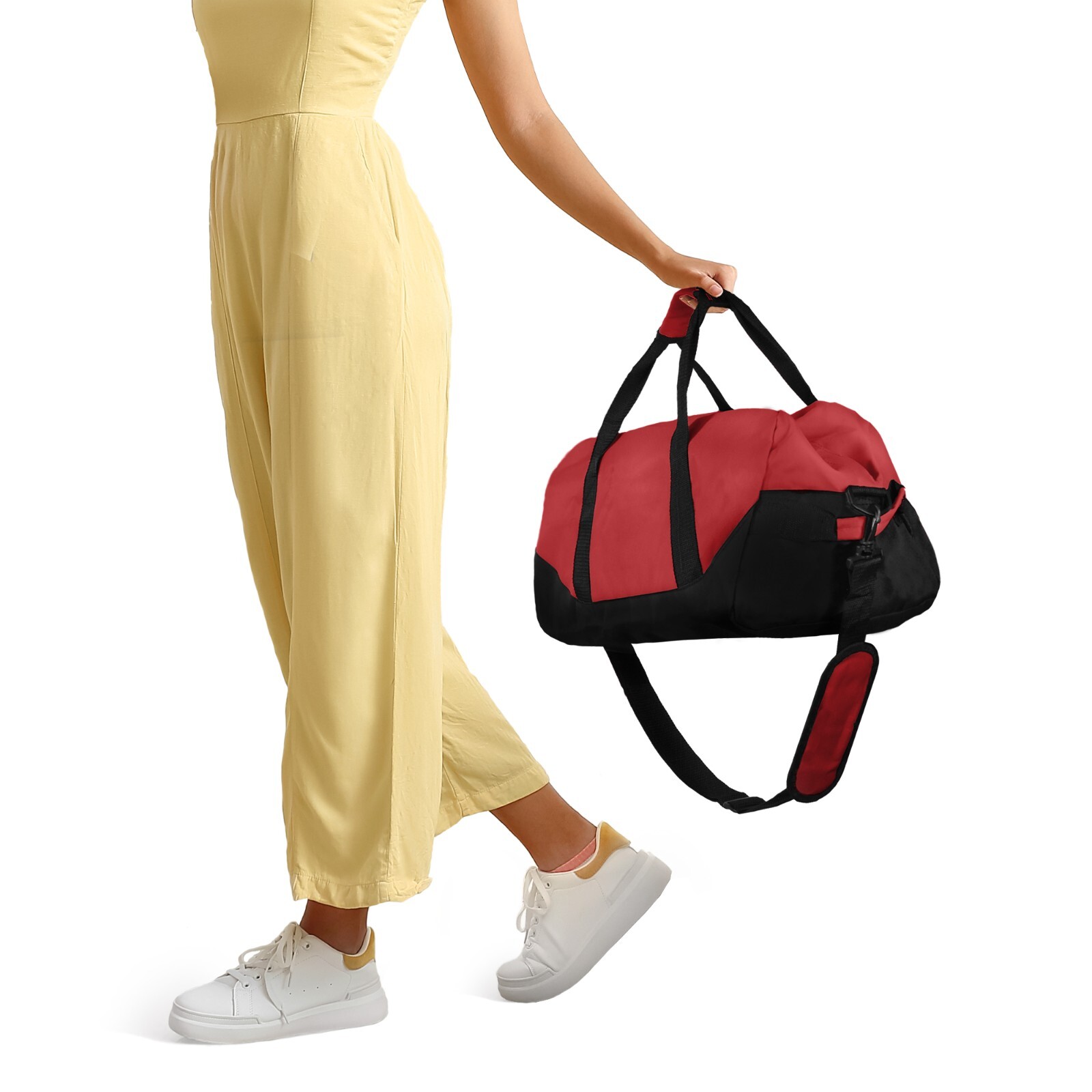 DALIX 21″ Duffle Bag Two-Toned Sports Gym Travel Bag in Red and Black
