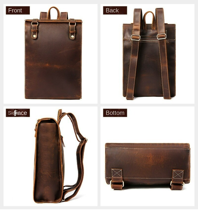 Men’s Leather Backpack Retro Large Capacity Computer Travel Business Backpack