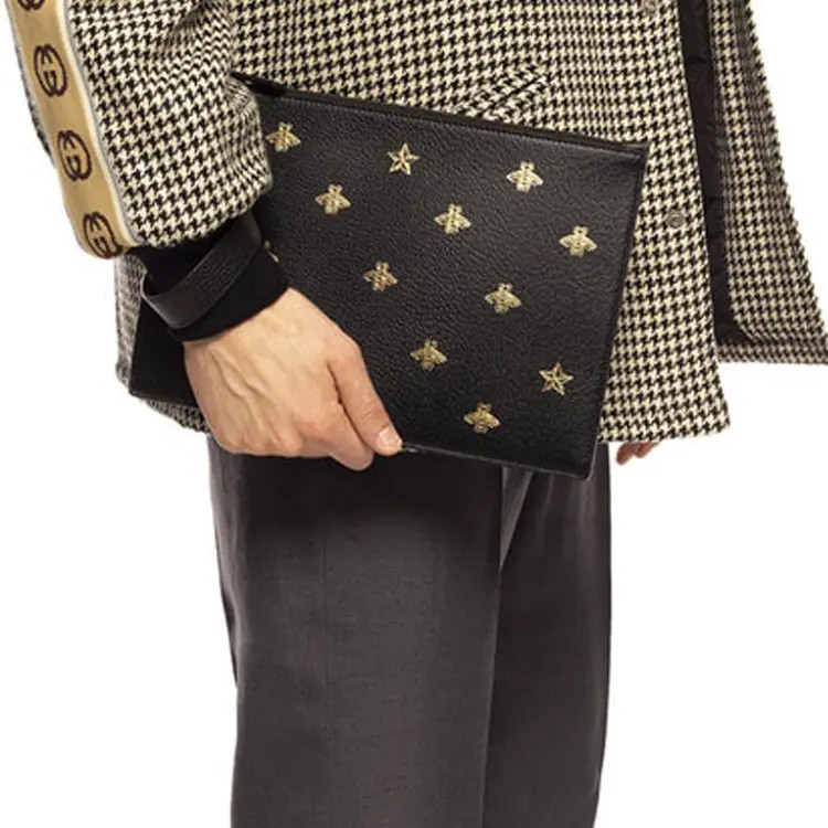 Gucci Bee Star Printed Detachable Wristband Handbag Men’s 12.2×0.5×8.2 in