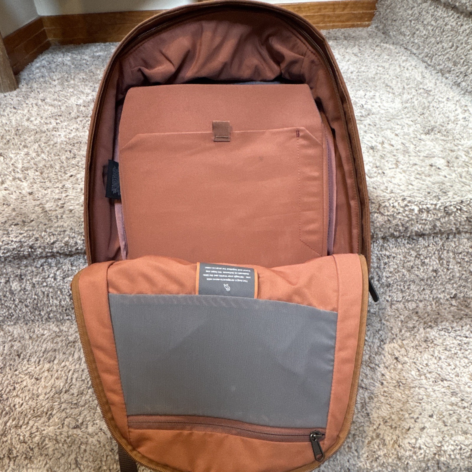 Bellroy Burnt Orange Laptop Backpack with Padded Adjustable Shoulder Strap