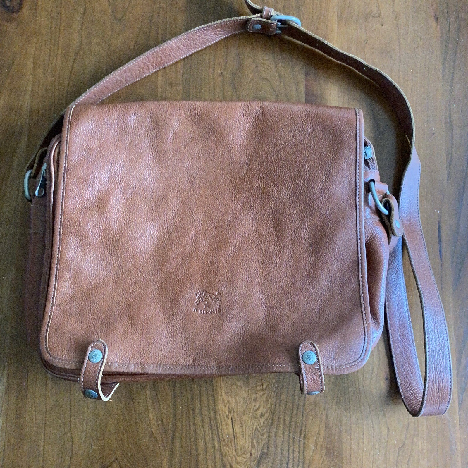 IL BISONTE caramel leather briefcase messenger unisex bag
