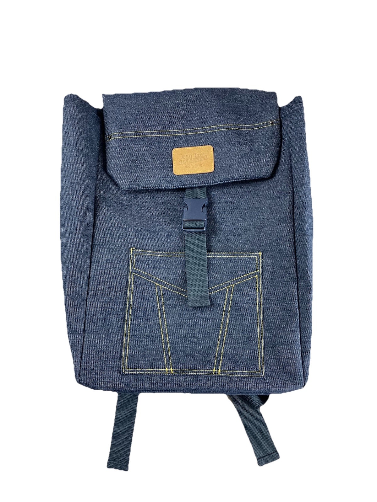 Jean Paul Gaultier Pour Vous Denim Backpack Blue Contrast Stitch Weekend Bag NEW