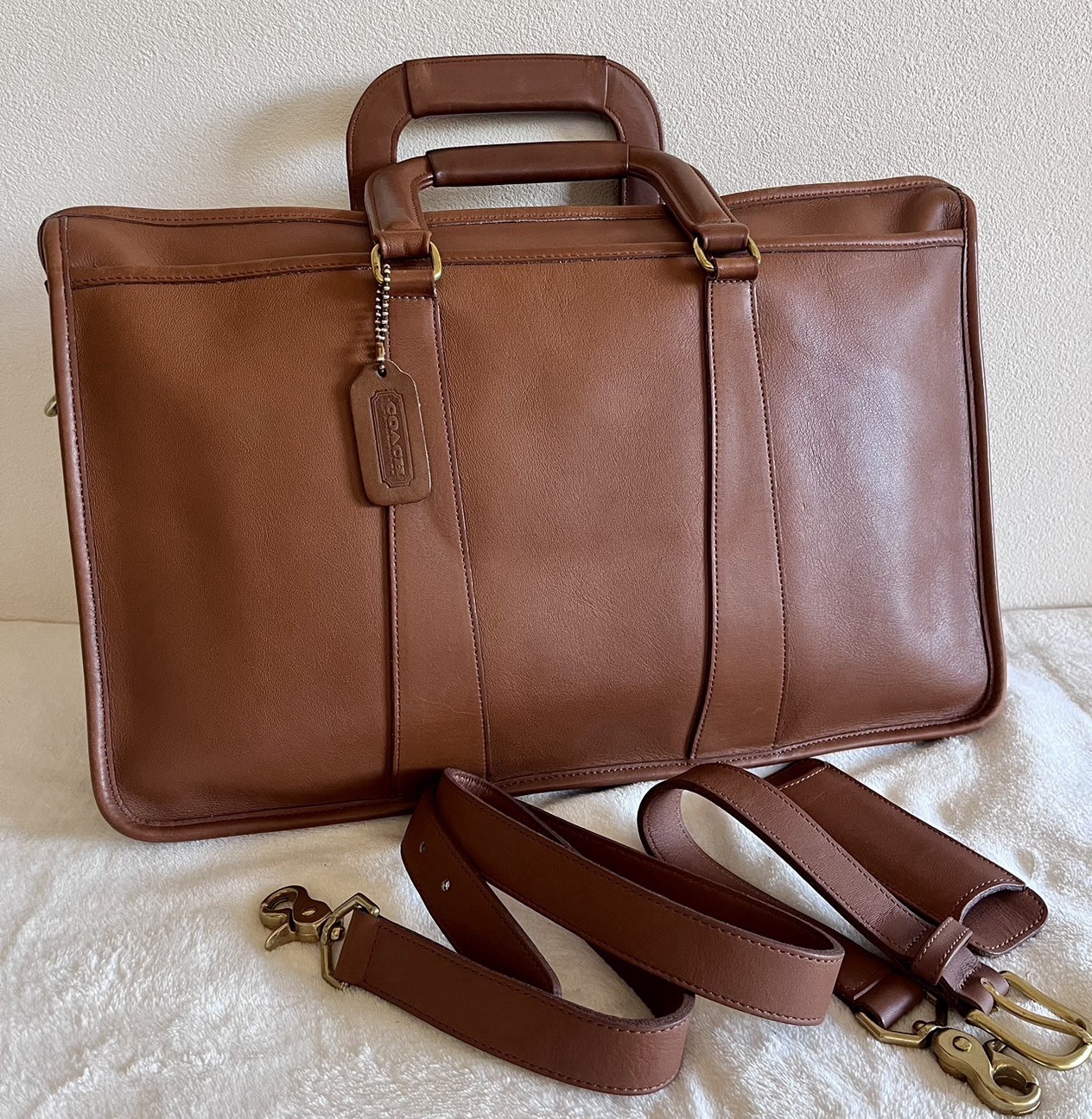 VGUC Vintage Coach #5282 Embassy Briefcase Made In USA British Tan Zipper