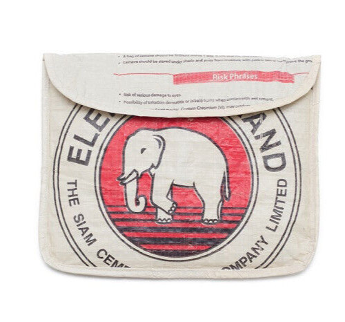 Elephant Brand Deluxe Recycled iPad Pouch with flap made in Cambodia Fair Trade