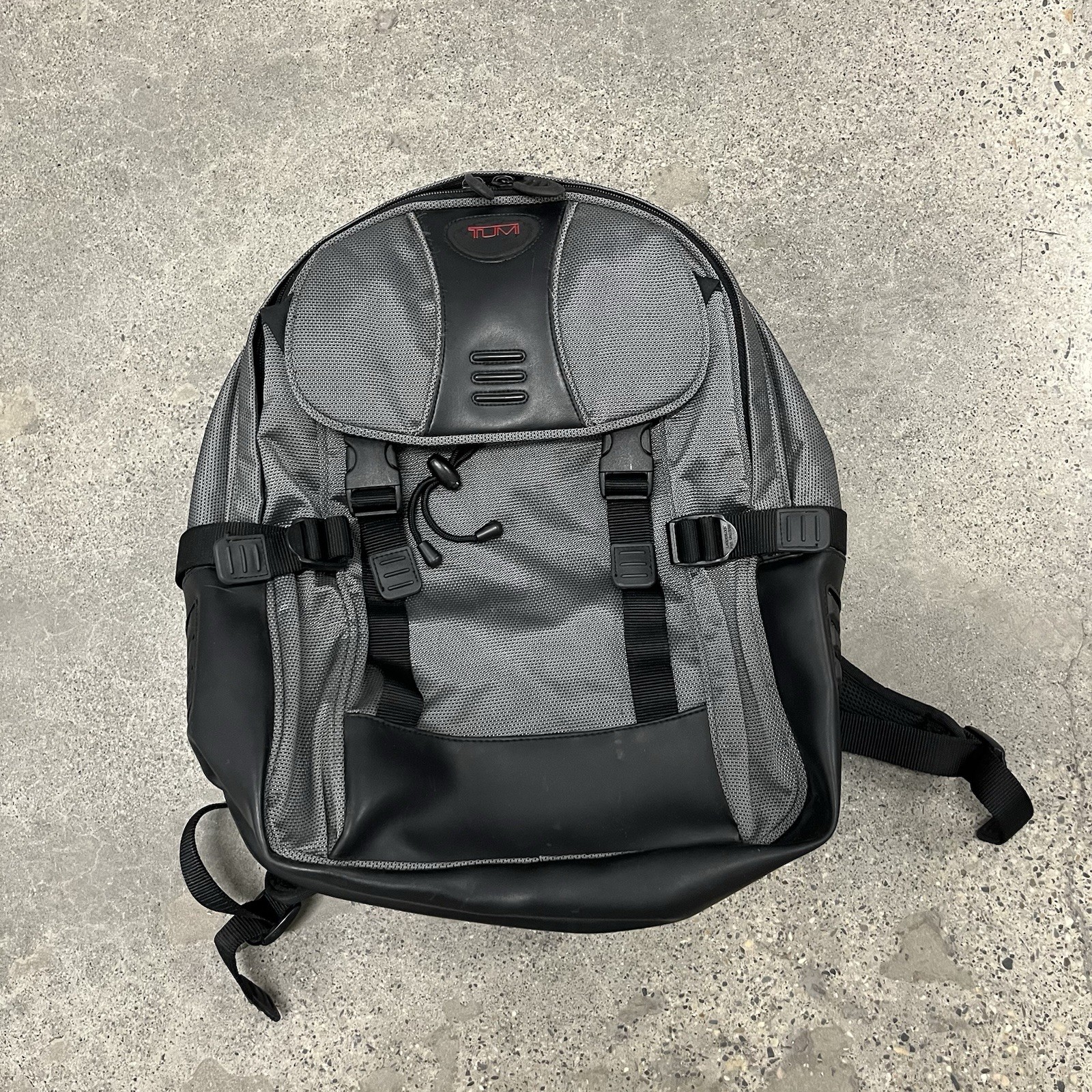 Tumi T2 Gray Black Ballistic Nylon Backpack Multi Compartment
