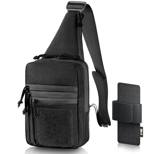 M-Tac Tactical Sling Bag Crossbody Concealed Carry EDC 600D Polyester Black Loop