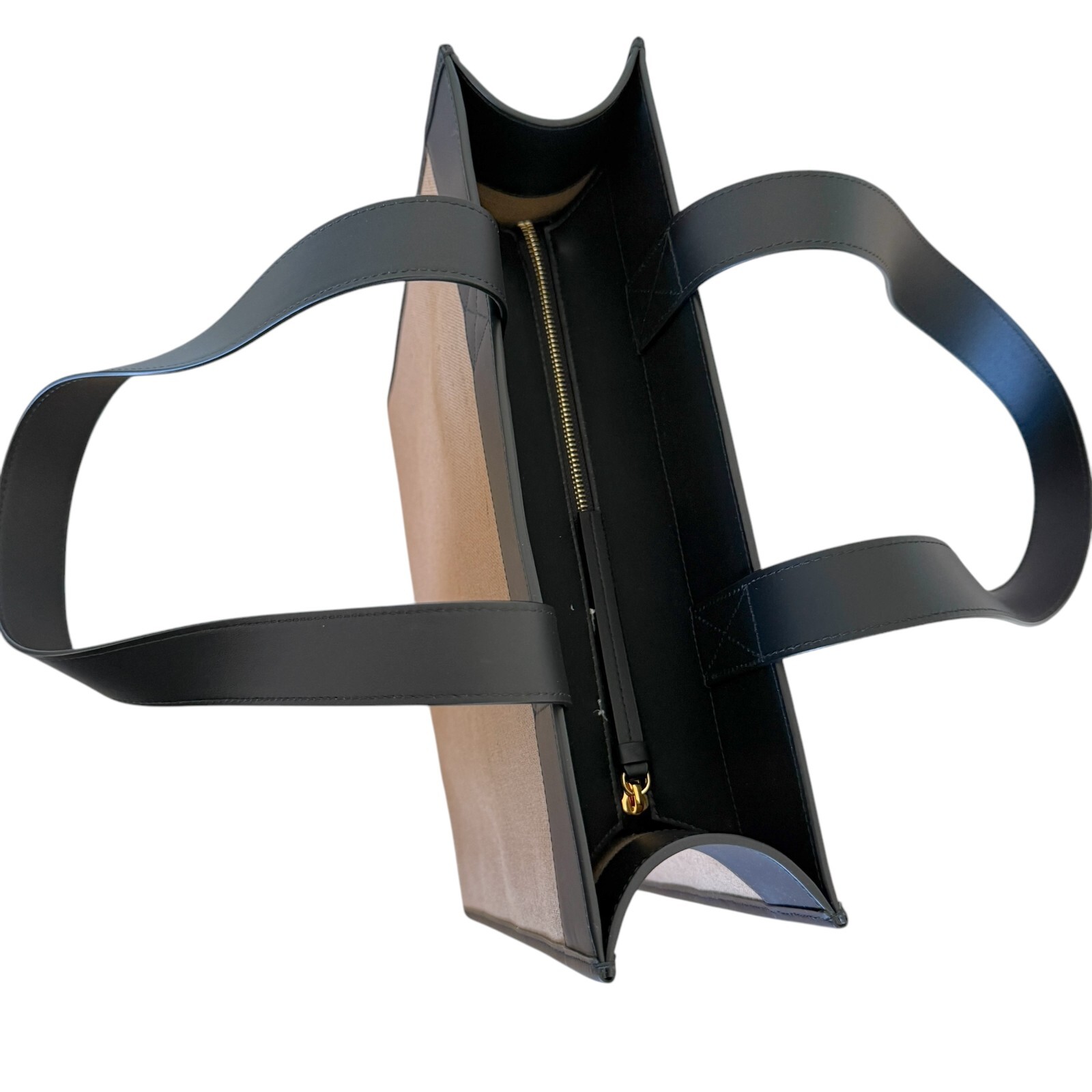 Burberry Camel Fabric and Black leather Medium Tote Bag, 8093452