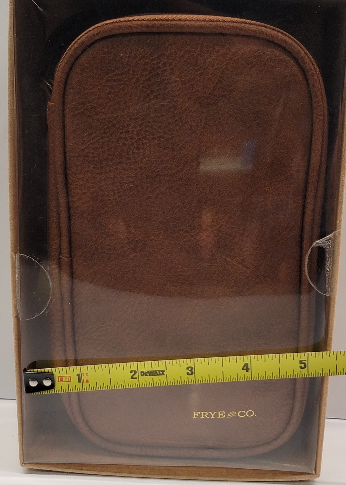 Frye and Co. Vegan Leather Tech Storage Case New In Box 8×4.5″ Brown