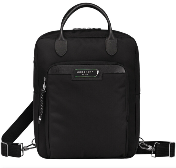 LONGCHARM Le Pliage Energy Nylon Trim Leather Men’s Backpack – Black, RARE